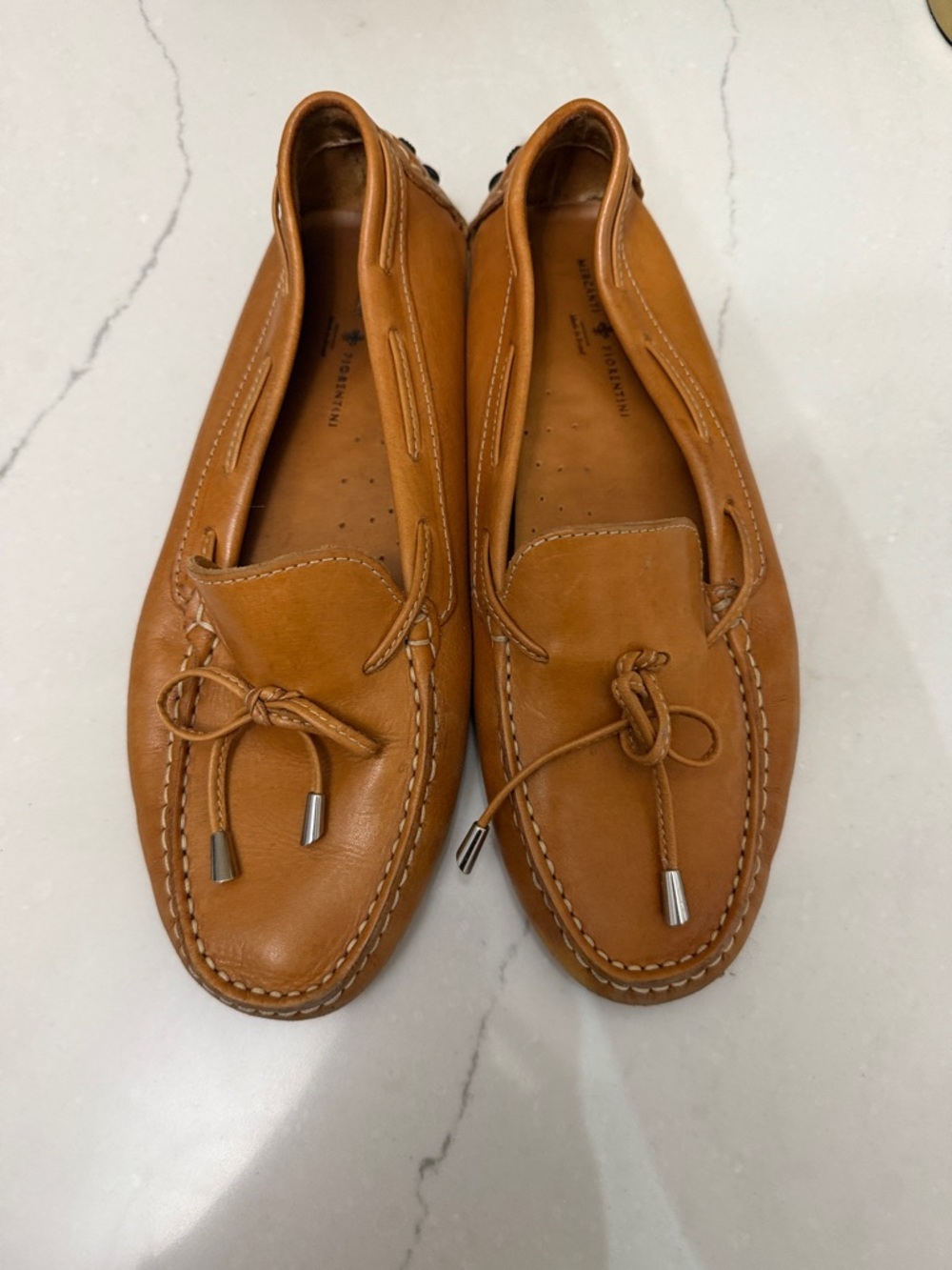 Mercanti Fiorentini Cognac Leather Loafers with Bow